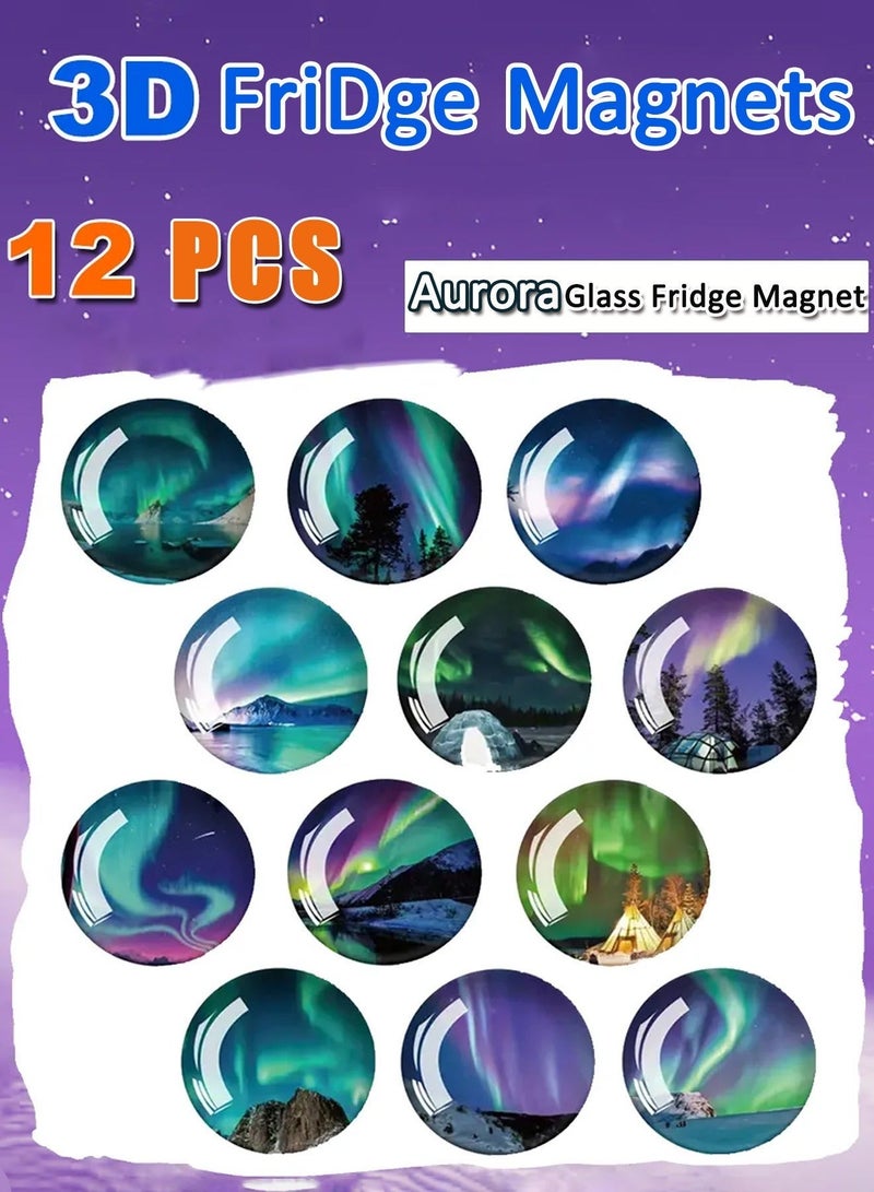 JACIRCLE Fridge Magnet, 12 Pcs Aurora Glass Fridge Magnets - Non-Scratch Strong Hold 3D Transparent Aurora Refrigerator Magnets - Reusable Decorative & Functional Glass Magnetic Stickers - for Home Decor, Kitchen, Office, Whiteboard, Blackboard, Refrigerator Door, Cabinet, Message Board, Kids Room, Study Desk - for Adults Kids Home Office School, Strong Magnetic Fridge Magnets Set - Image 1